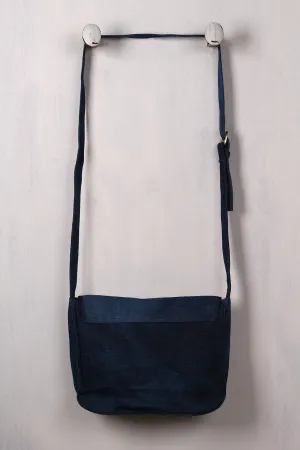 Graphic Patch Denim Messenger Bag
