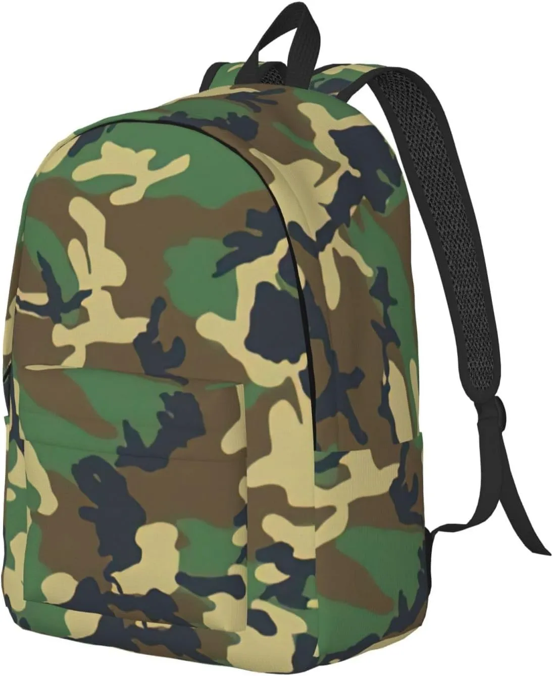 Green Military Camo Print Canvas Backpack Women,Mens Travel Casual Daypack Bookbag For Laptop Work Travel Hiking