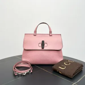 Gucci Bamboo Two-Way Pink Leather Bag