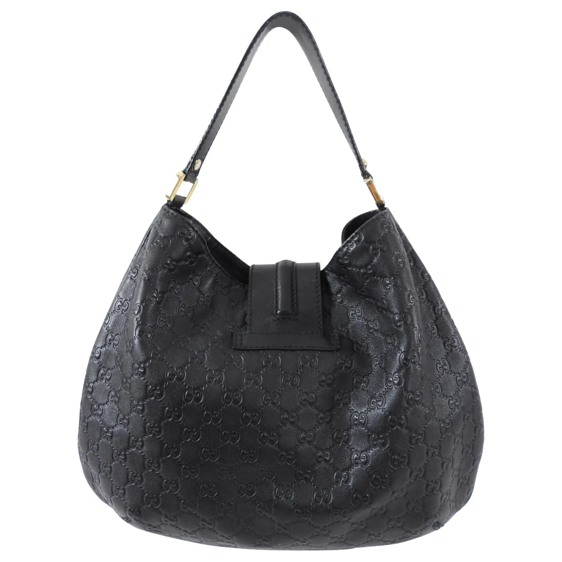 Gucci Black Leather Guccissima Logo Hobo Bag