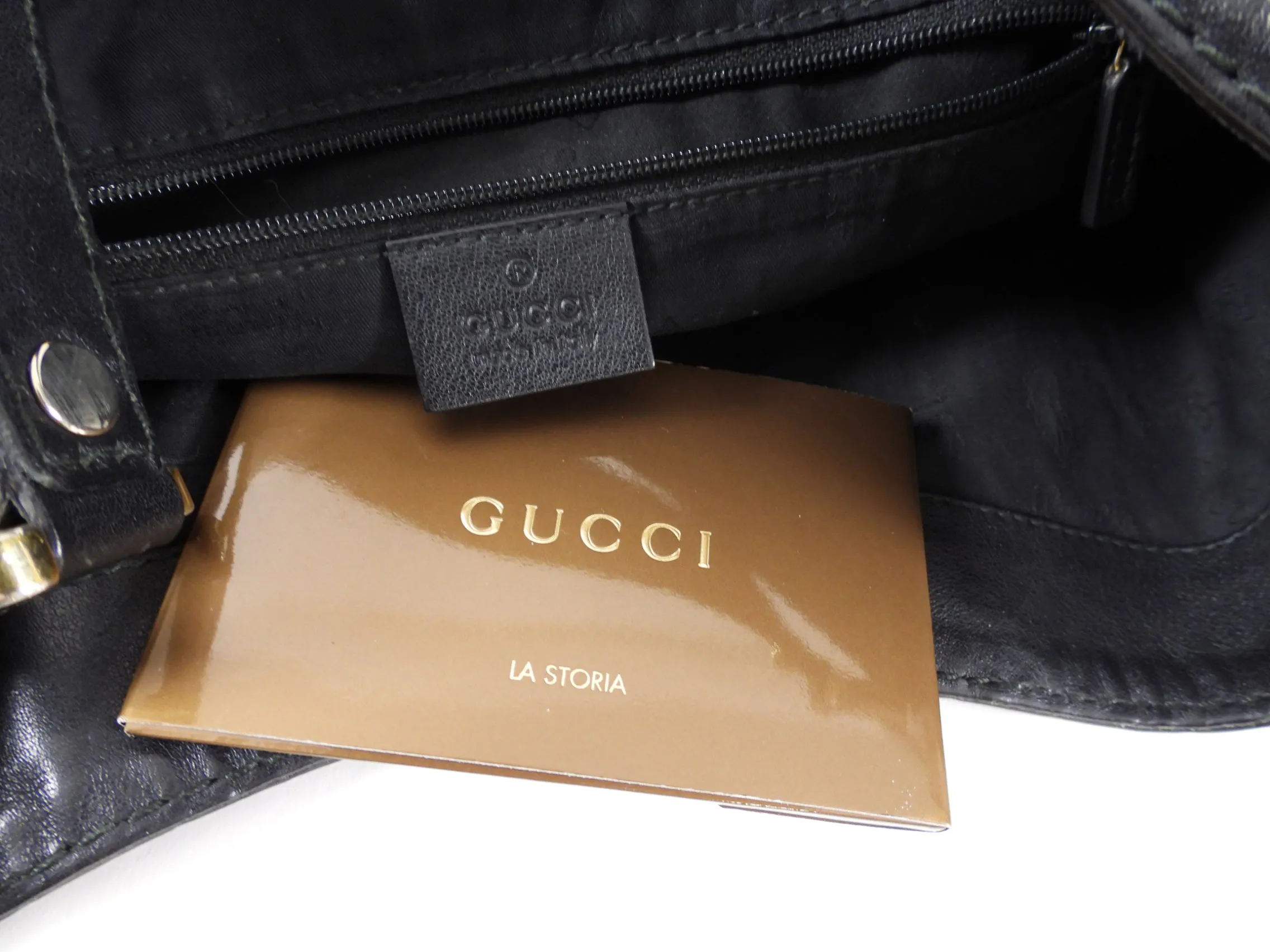 Gucci Black Leather Guccissima Logo Hobo Bag