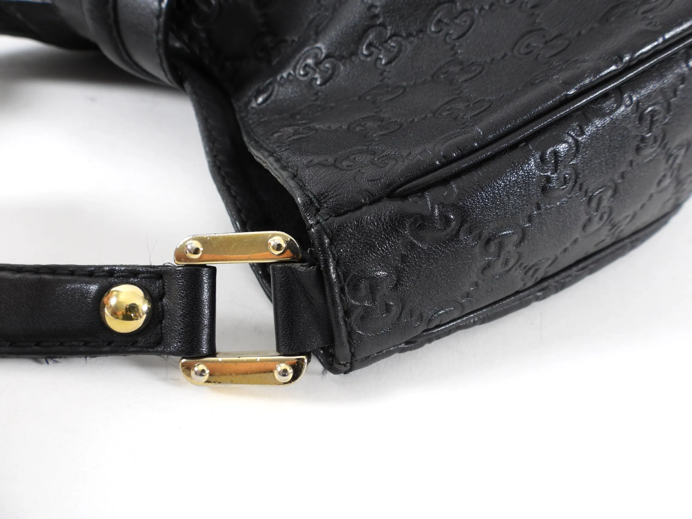 Gucci Black Leather Guccissima Logo Hobo Bag