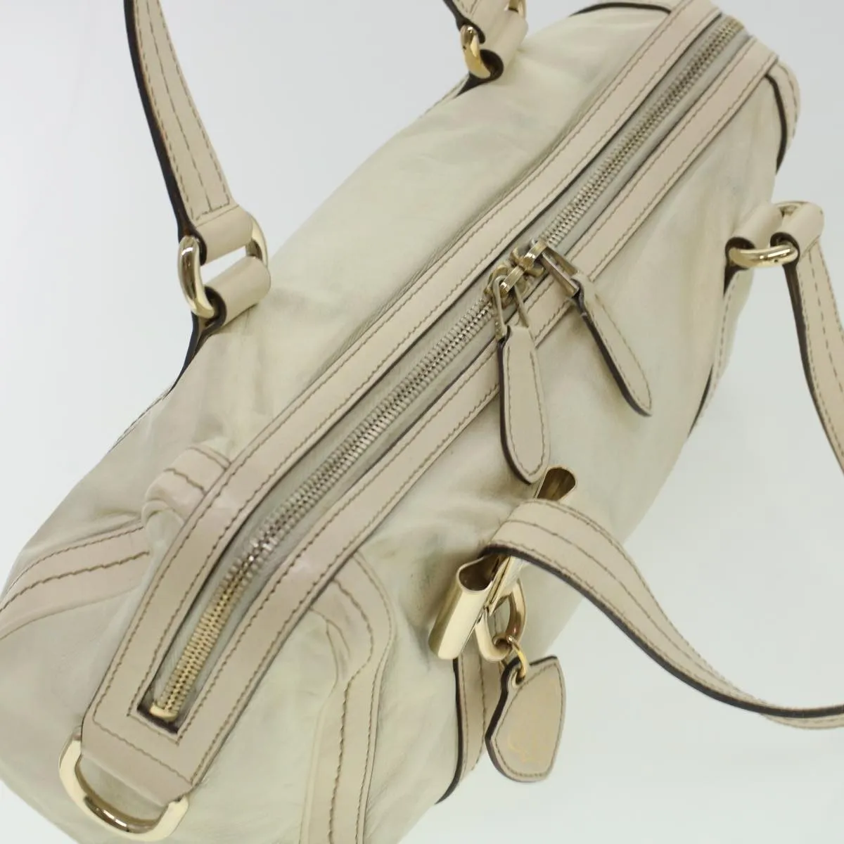 GUCCI Boston Bag Leather White 181487  yb122