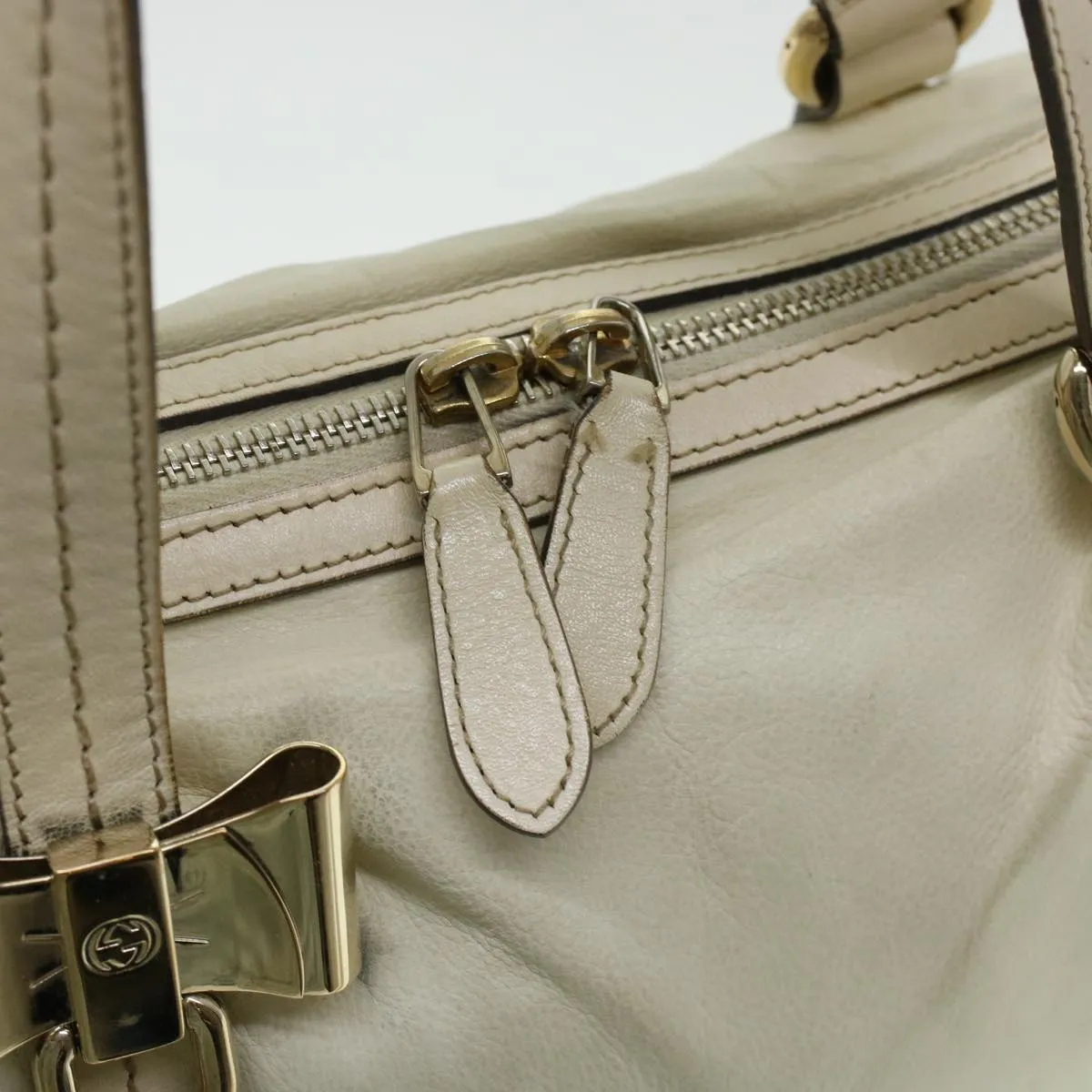 GUCCI Boston Bag Leather White 181487  yb122
