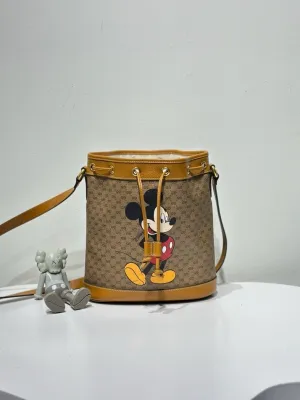 Gucci Disney GG Supreme Mickey Brown Bucket Bag