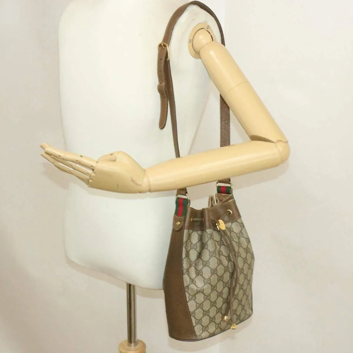 GUCCI GG Canvas Sherry Line Web Shoulder Bag