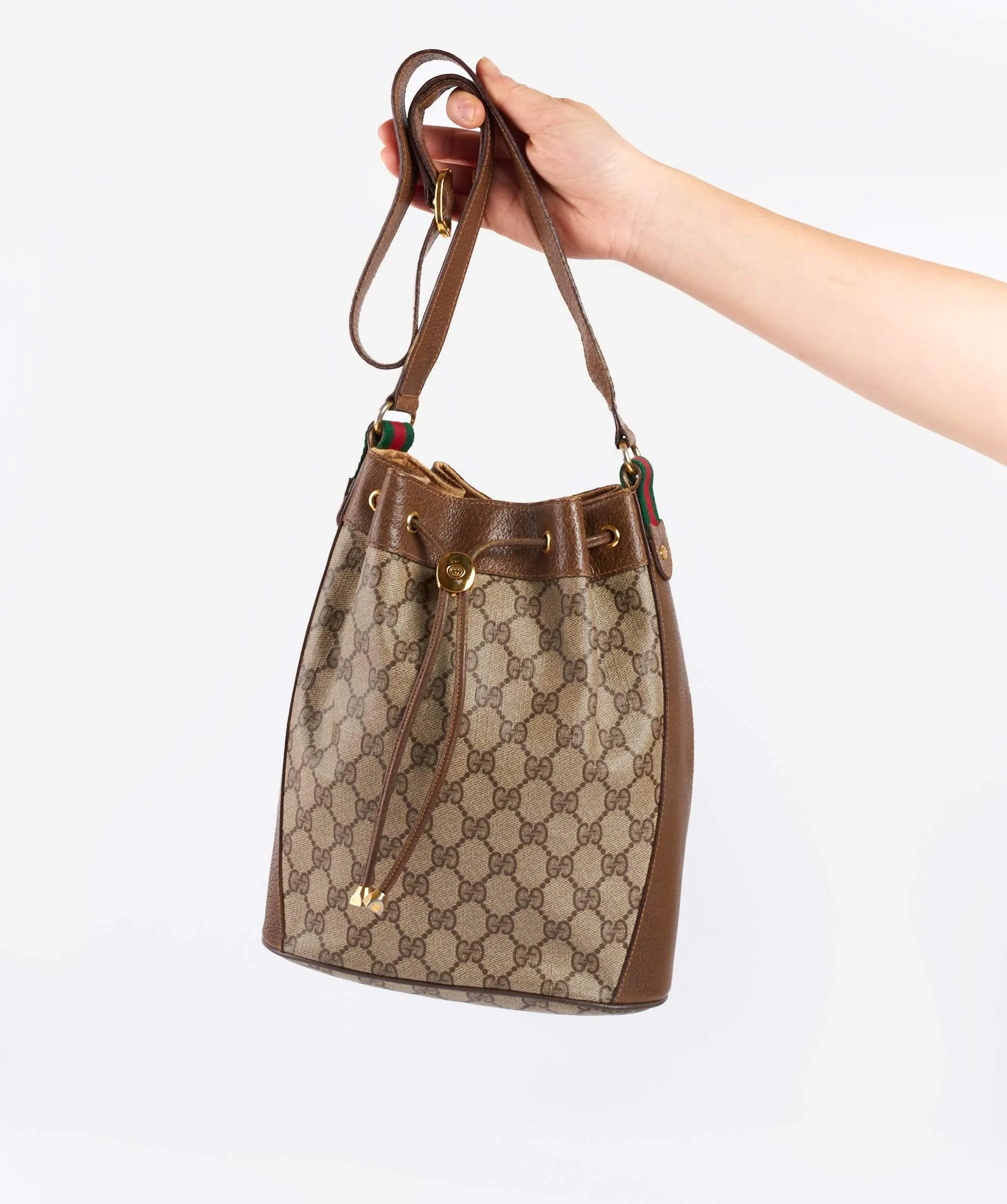 GUCCI GG Canvas Sherry Line Web Shoulder Bag