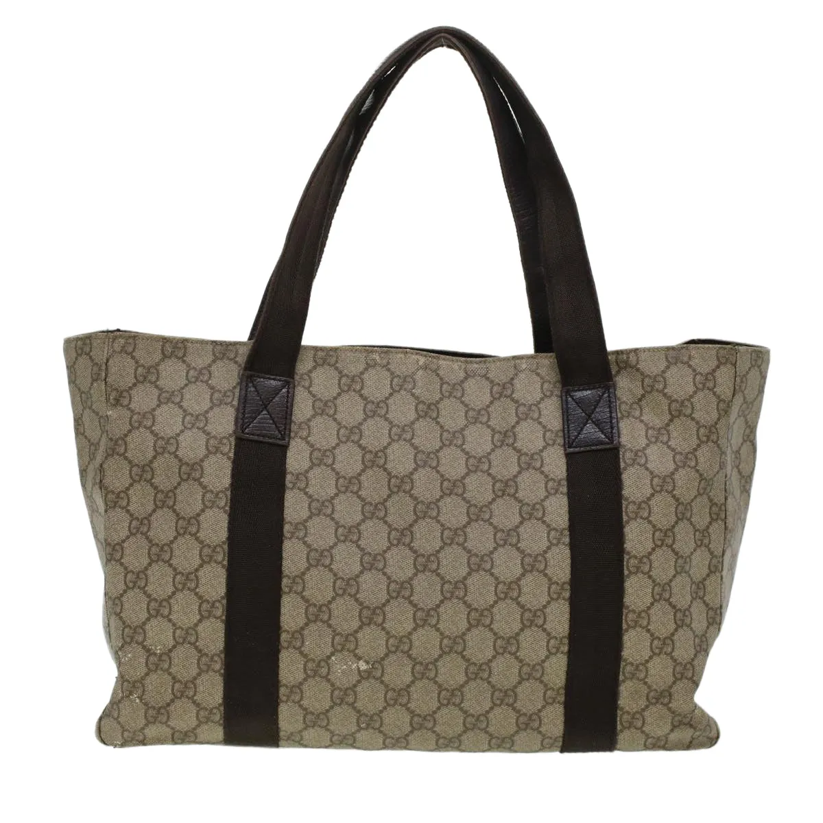 Gucci GG Canvas Tote Bag PVC Leather Beige 141624  ki3005