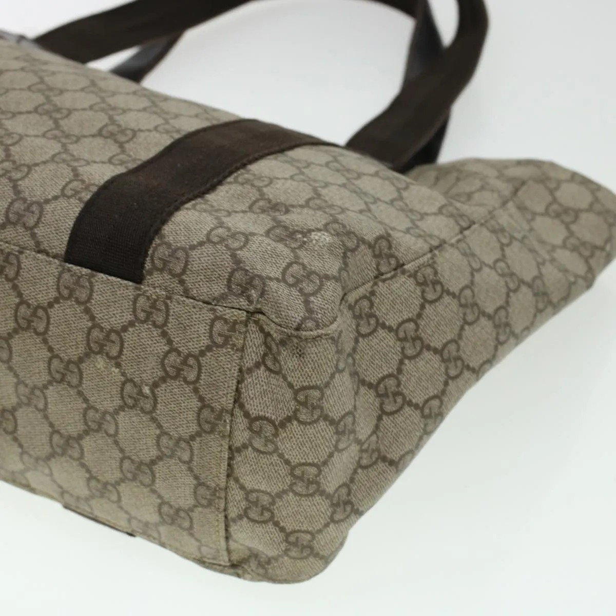 Gucci GG Canvas Tote Bag PVC Leather Beige 141624  ki3005