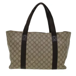 Gucci GG Canvas Tote Bag PVC Leather Beige 141624  ki3005