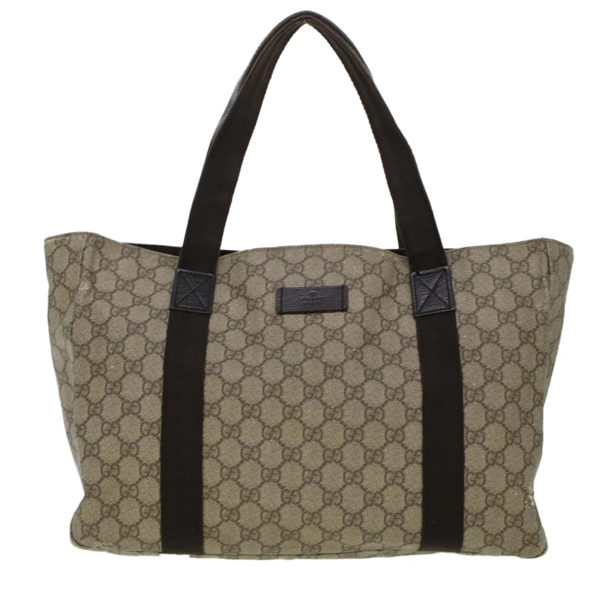 Gucci GG Canvas Tote Bag PVC Leather Beige 141624  ki3005