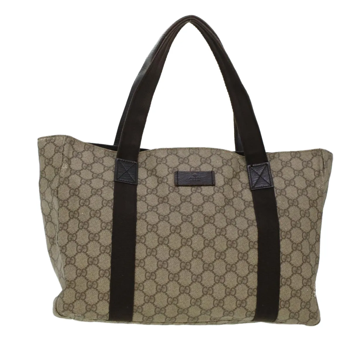 Gucci GG Canvas Tote Bag PVC Leather Beige 141624  ki3005