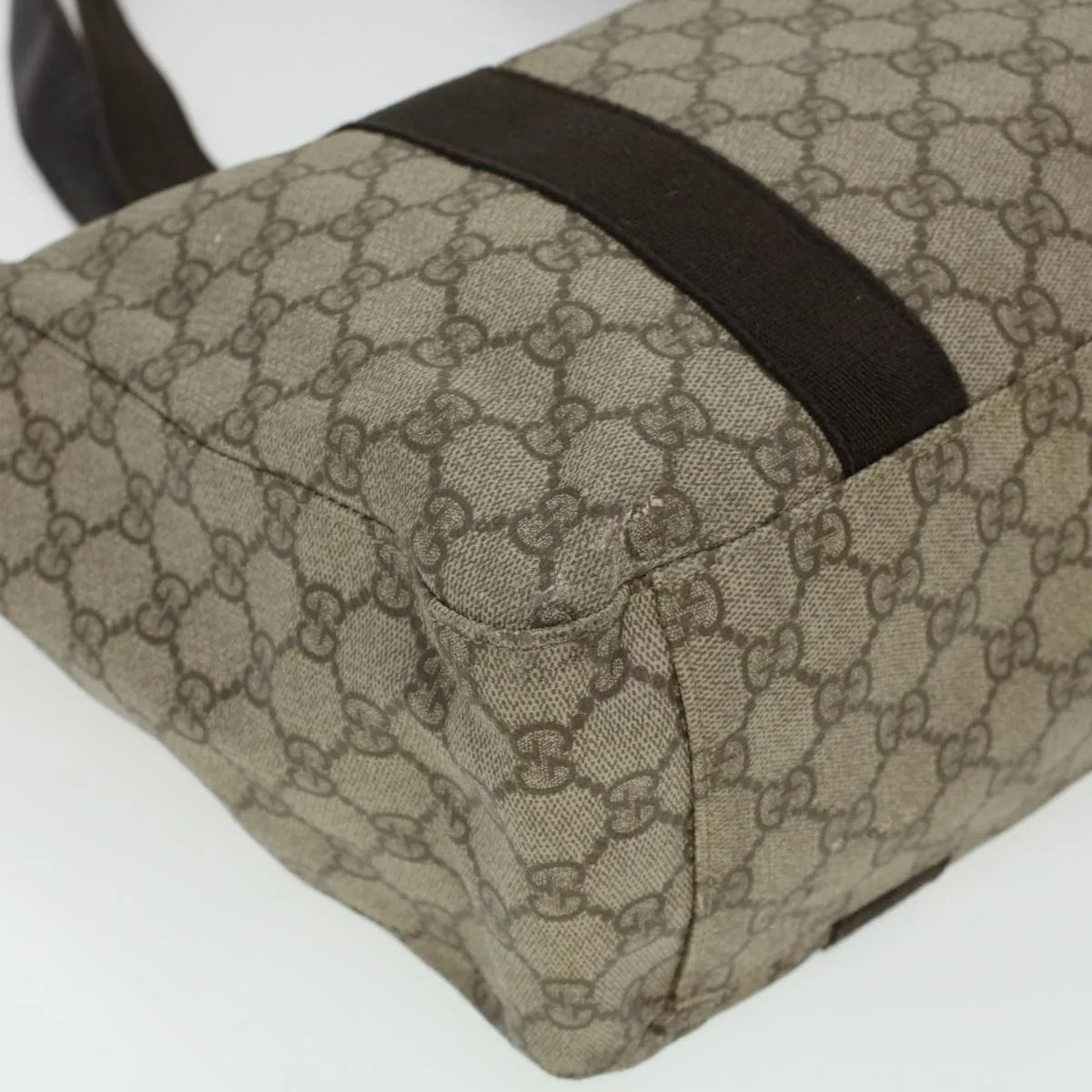 Gucci GG Canvas Tote Bag PVC Leather Beige 141624  ki3005