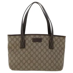 GUCCI GG Canvas Tote Bag PVC Leather Beige 211138  ac1991