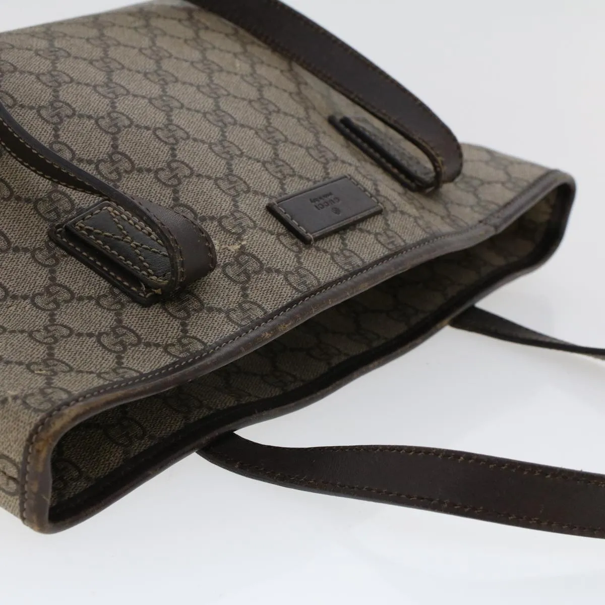 GUCCI GG Canvas Tote Bag PVC Leather Beige 211138  ac1991