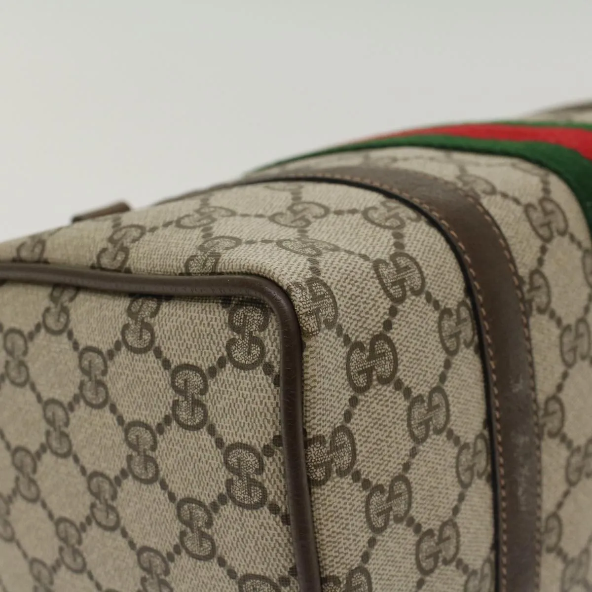 GUCCI GG Canvas Web Sherry Line Boston Bag Beige Red 3902006  bs7253