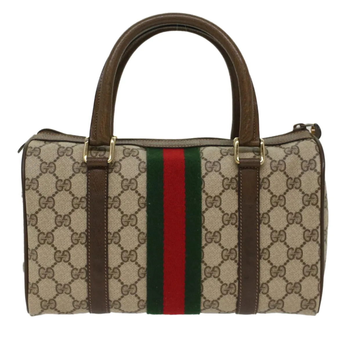 GUCCI GG Canvas Web Sherry Line Boston Bag Beige Red 3902006  bs7253
