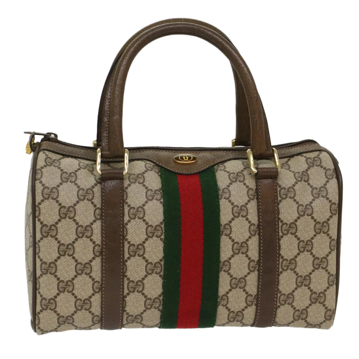 GUCCI GG Canvas Web Sherry Line Boston Bag Beige Red 3902006  bs7253