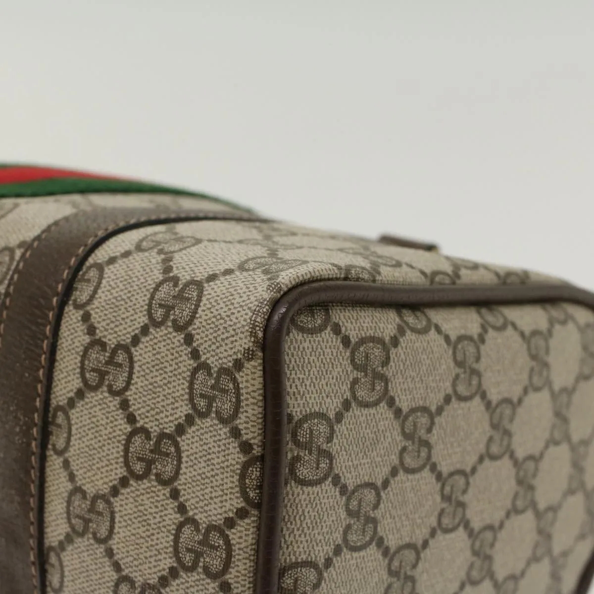 GUCCI GG Canvas Web Sherry Line Boston Bag Beige Red 3902006  bs7253