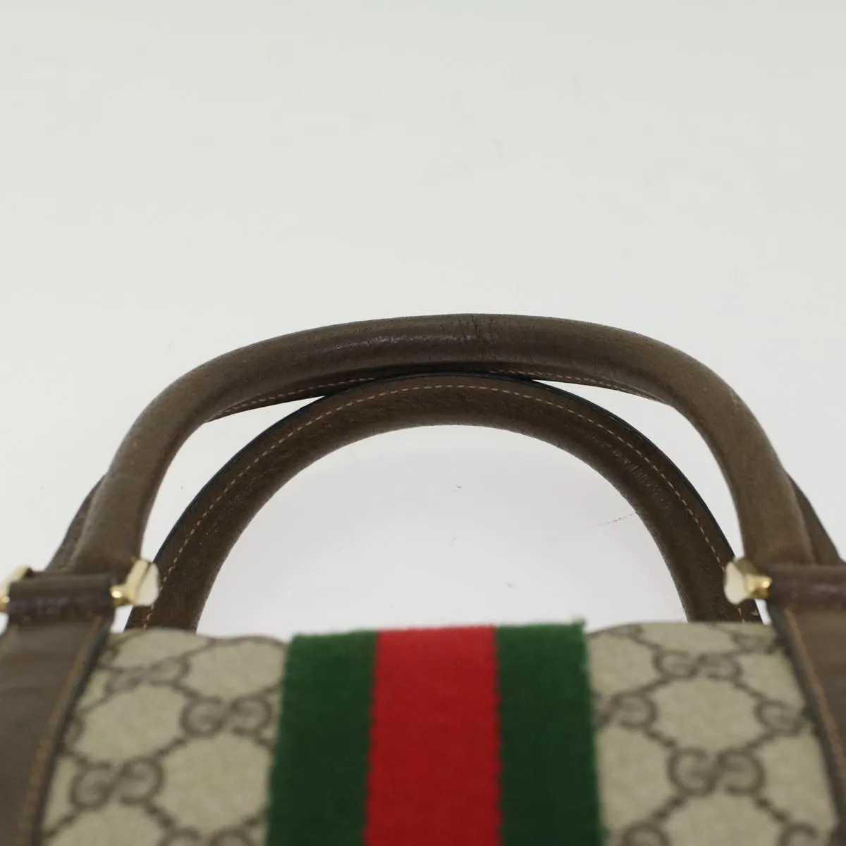 GUCCI GG Canvas Web Sherry Line Boston Bag Beige Red 3902006  bs7253