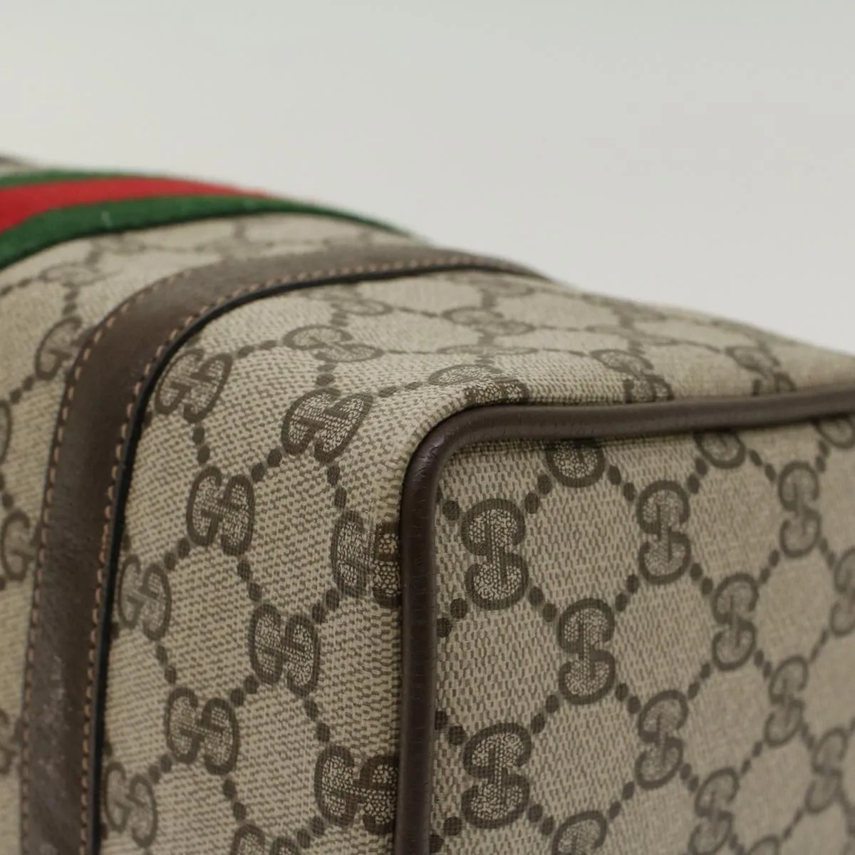 GUCCI GG Canvas Web Sherry Line Boston Bag Beige Red 3902006  bs7253