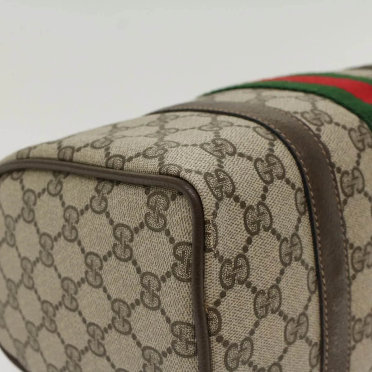 GUCCI GG Canvas Web Sherry Line Boston Bag Beige Red 3902006  bs7253