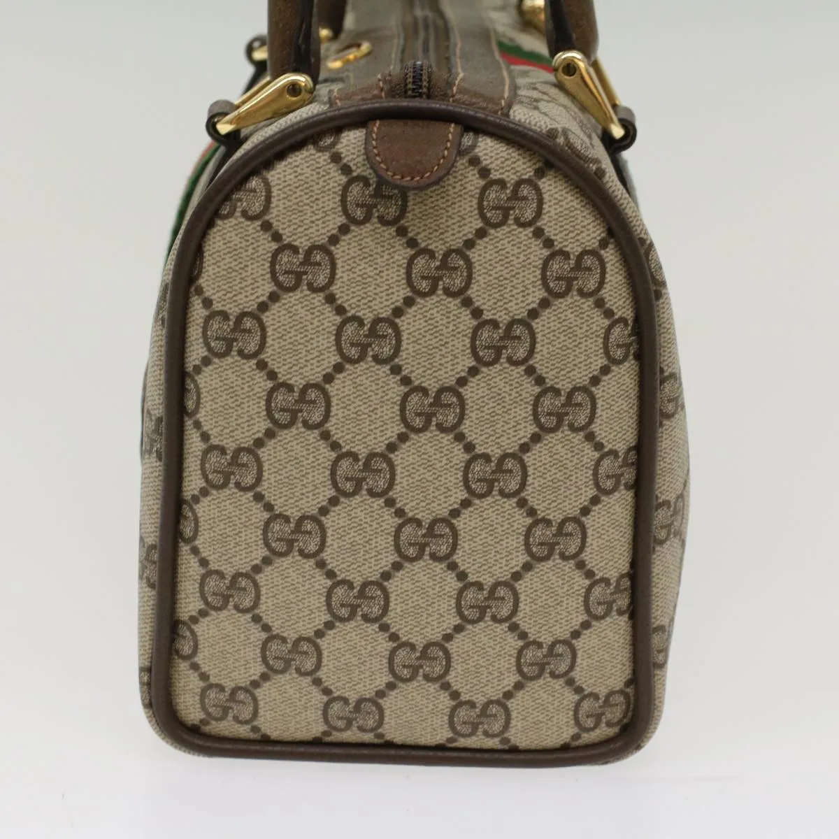 GUCCI GG Canvas Web Sherry Line Boston Bag Beige Red 3902006  bs7253