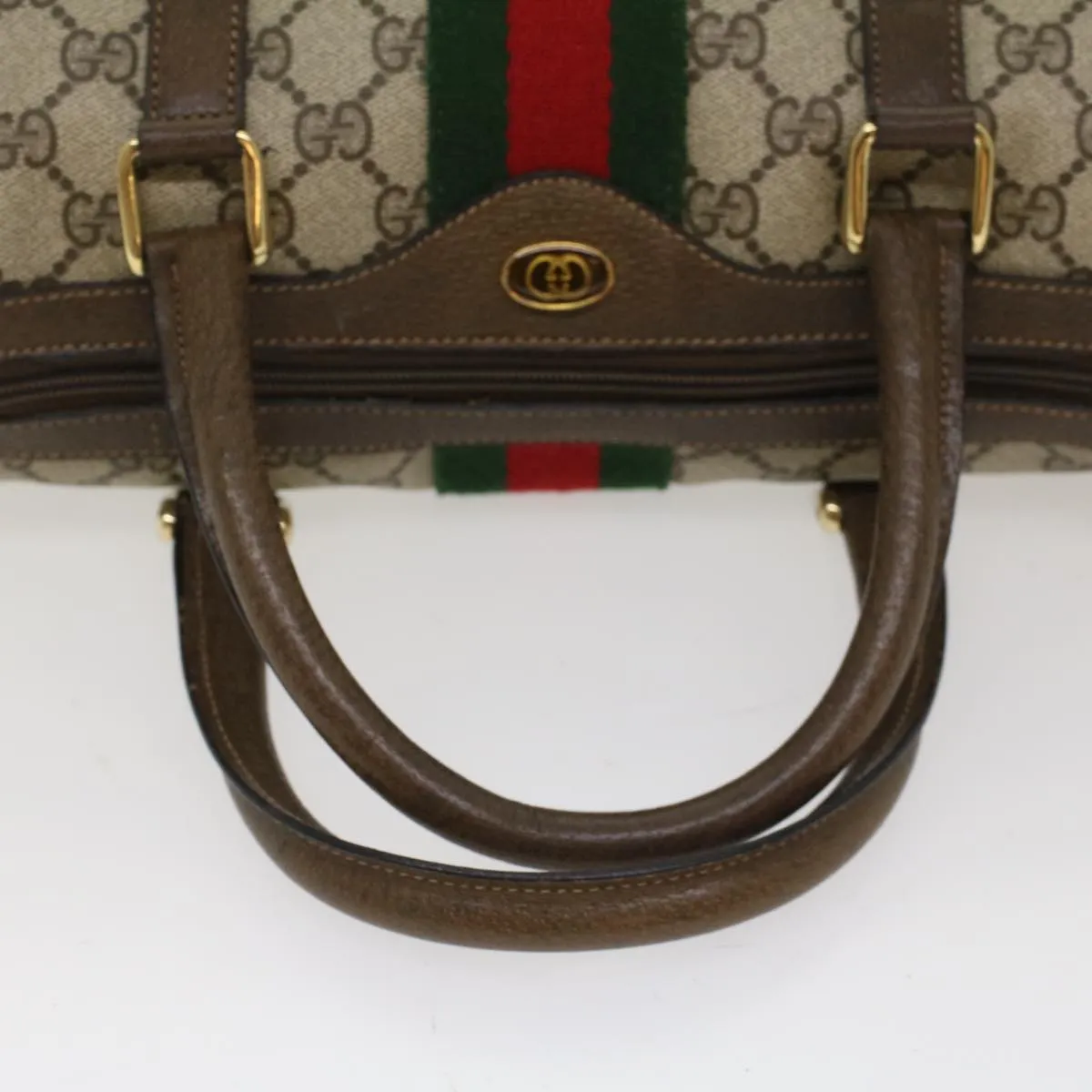 GUCCI GG Canvas Web Sherry Line Boston Bag Beige Red 3902006  bs7253