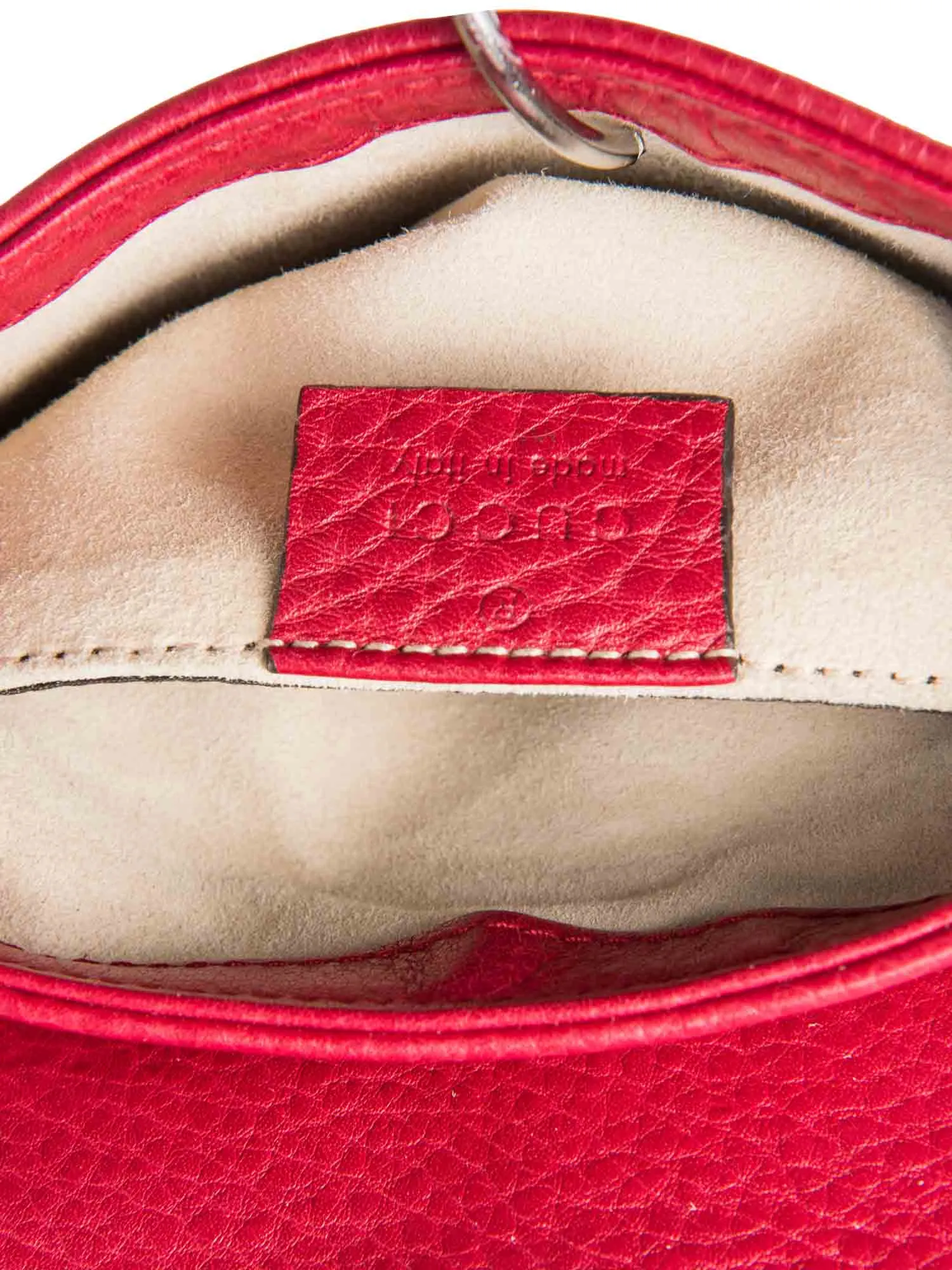 Gucci GG Logo Leather Flap Mini Messenger Bag Red Gold