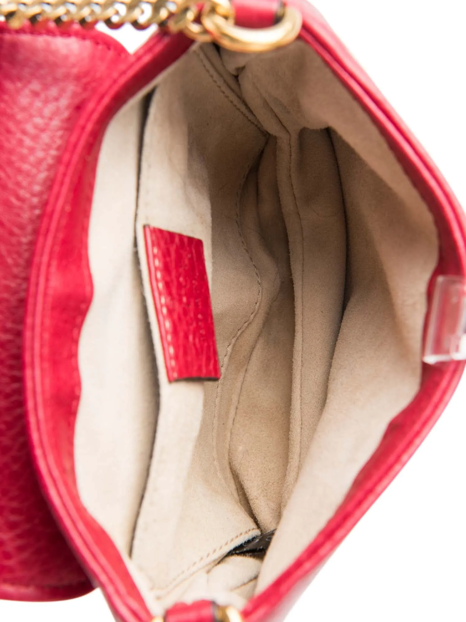 Gucci GG Logo Leather Flap Mini Messenger Bag Red Gold