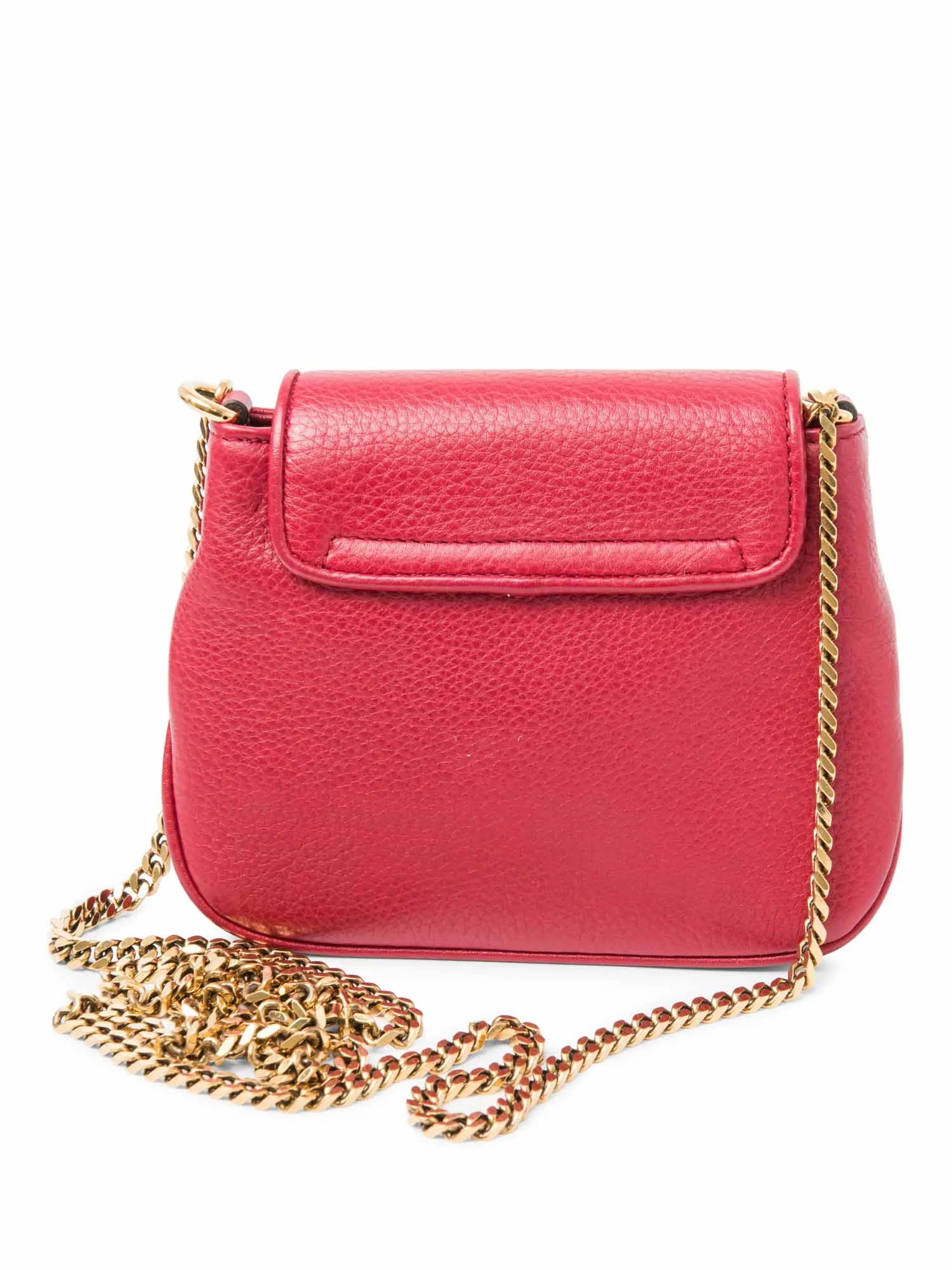 Gucci GG Logo Leather Flap Mini Messenger Bag Red Gold