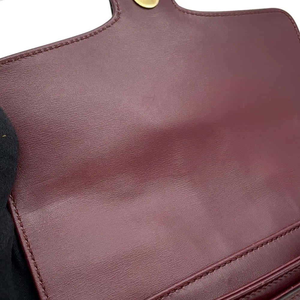 Gucci GG Marmont Ally Shoulder Bag Bordeaux 550129 Leather Size Small