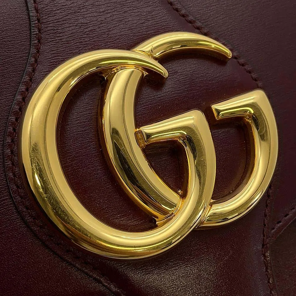 Gucci GG Marmont Ally Shoulder Bag Bordeaux 550129 Leather Size Small