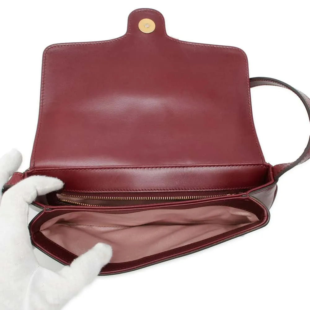 Gucci GG Marmont Ally Shoulder Bag Bordeaux 550129 Leather Size Small