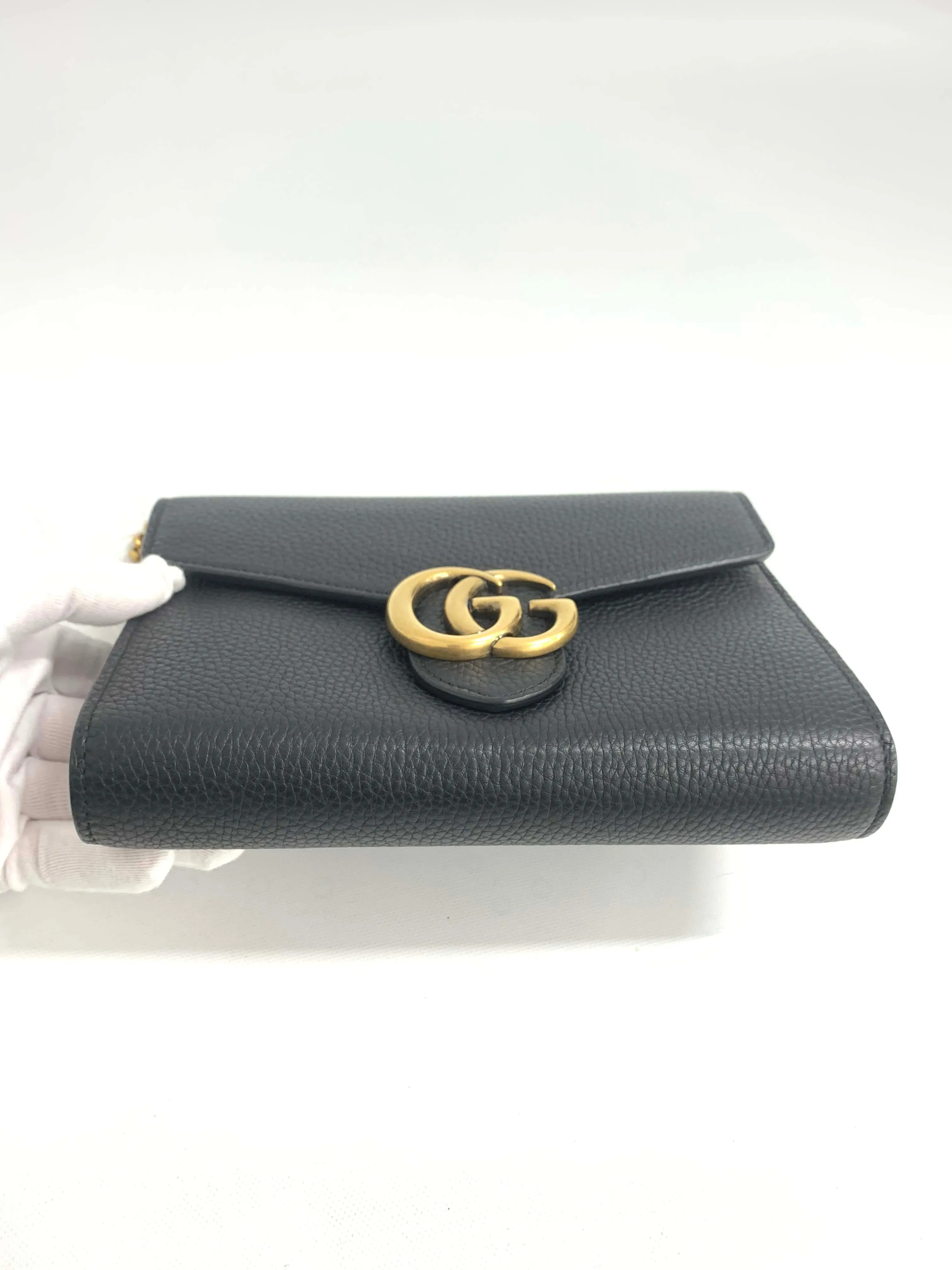 Gucci GG Marmont Black Leather Chain Crossbody Bag