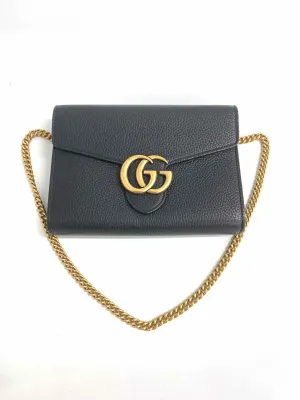 Gucci GG Marmont Black Leather Chain Crossbody Bag