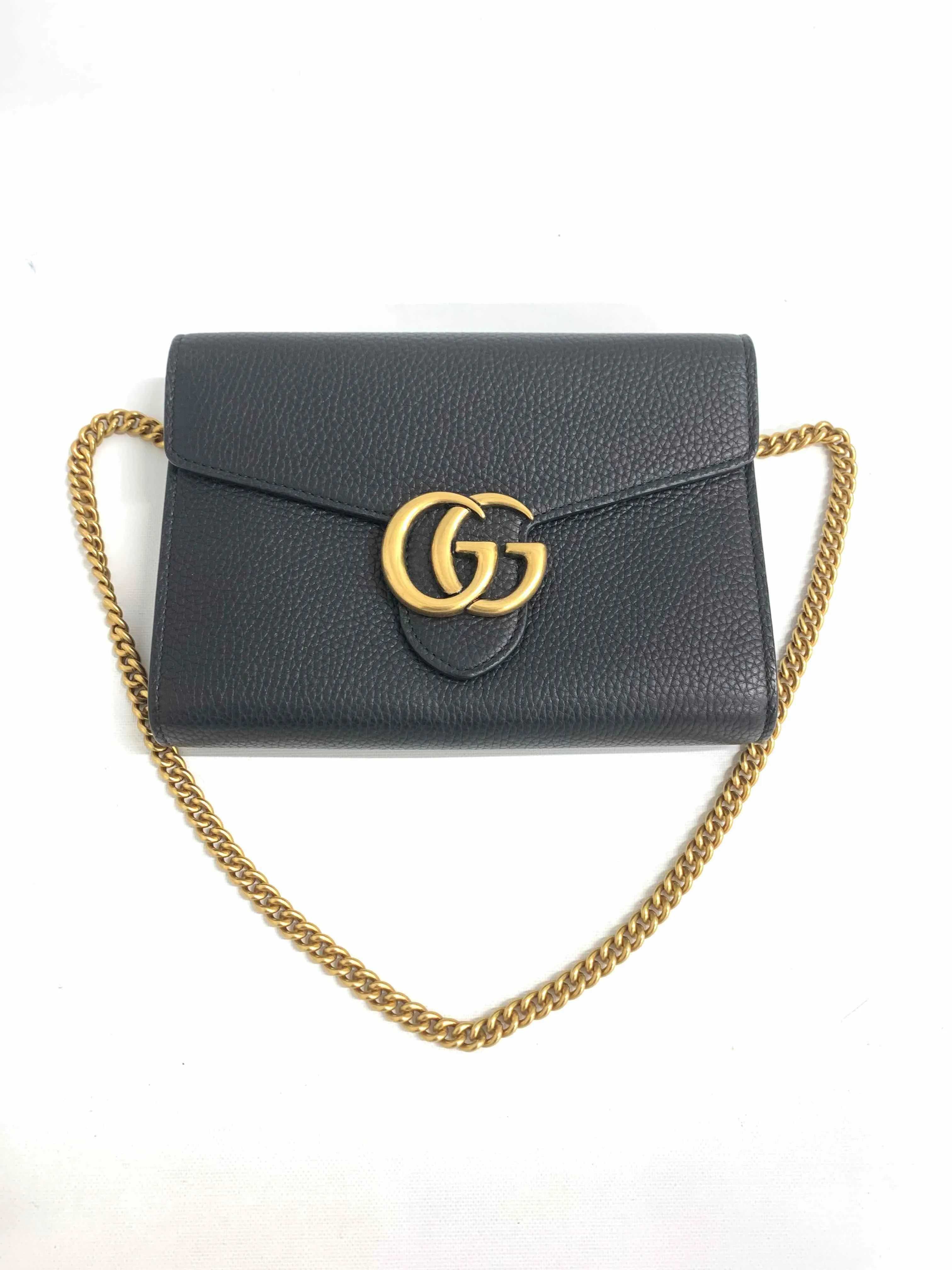 Gucci GG Marmont Black Leather Chain Crossbody Bag