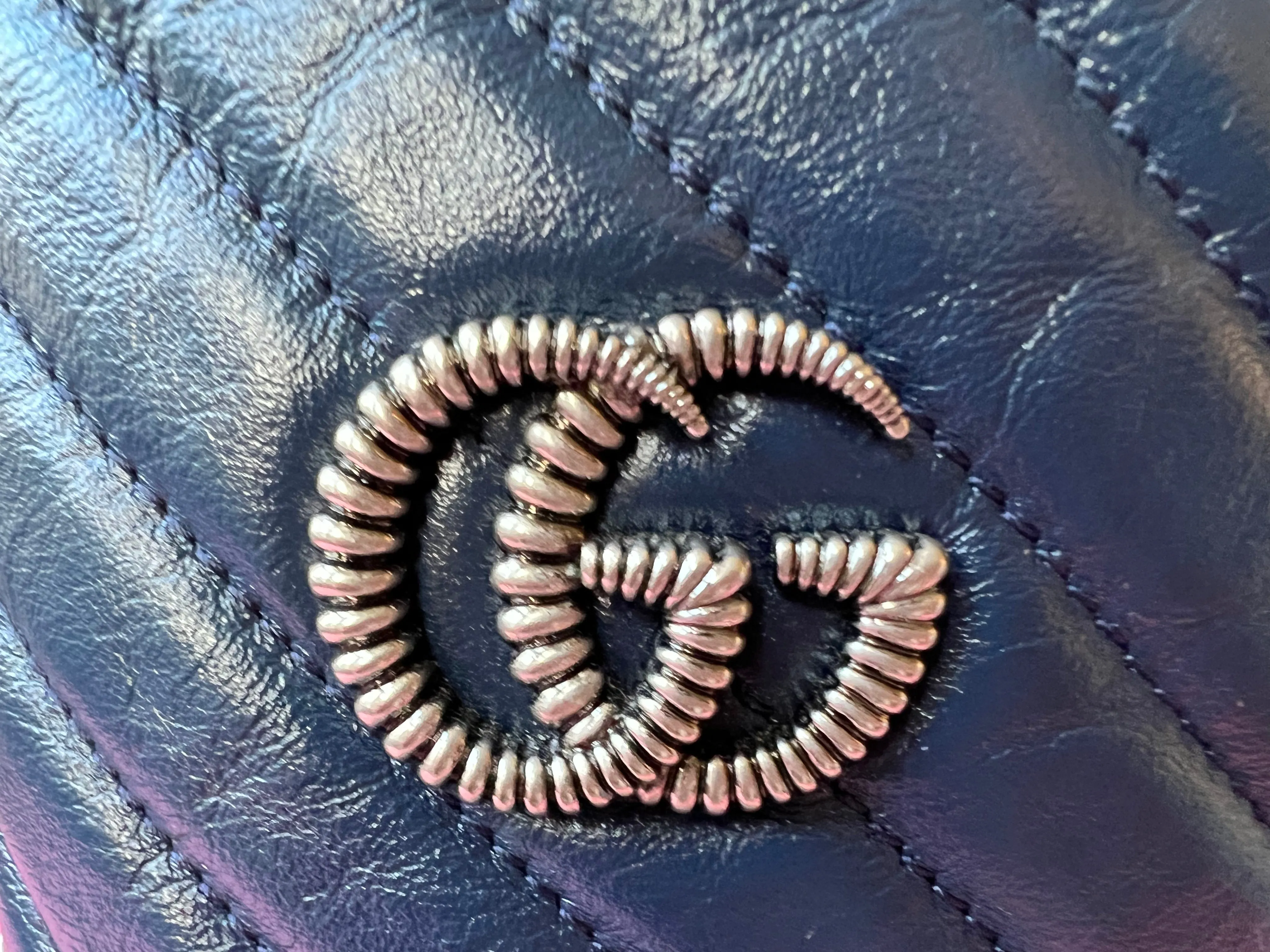 Gucci GG Navy Torchon Marmont GG Mini Bucket Bag (RRP £865)