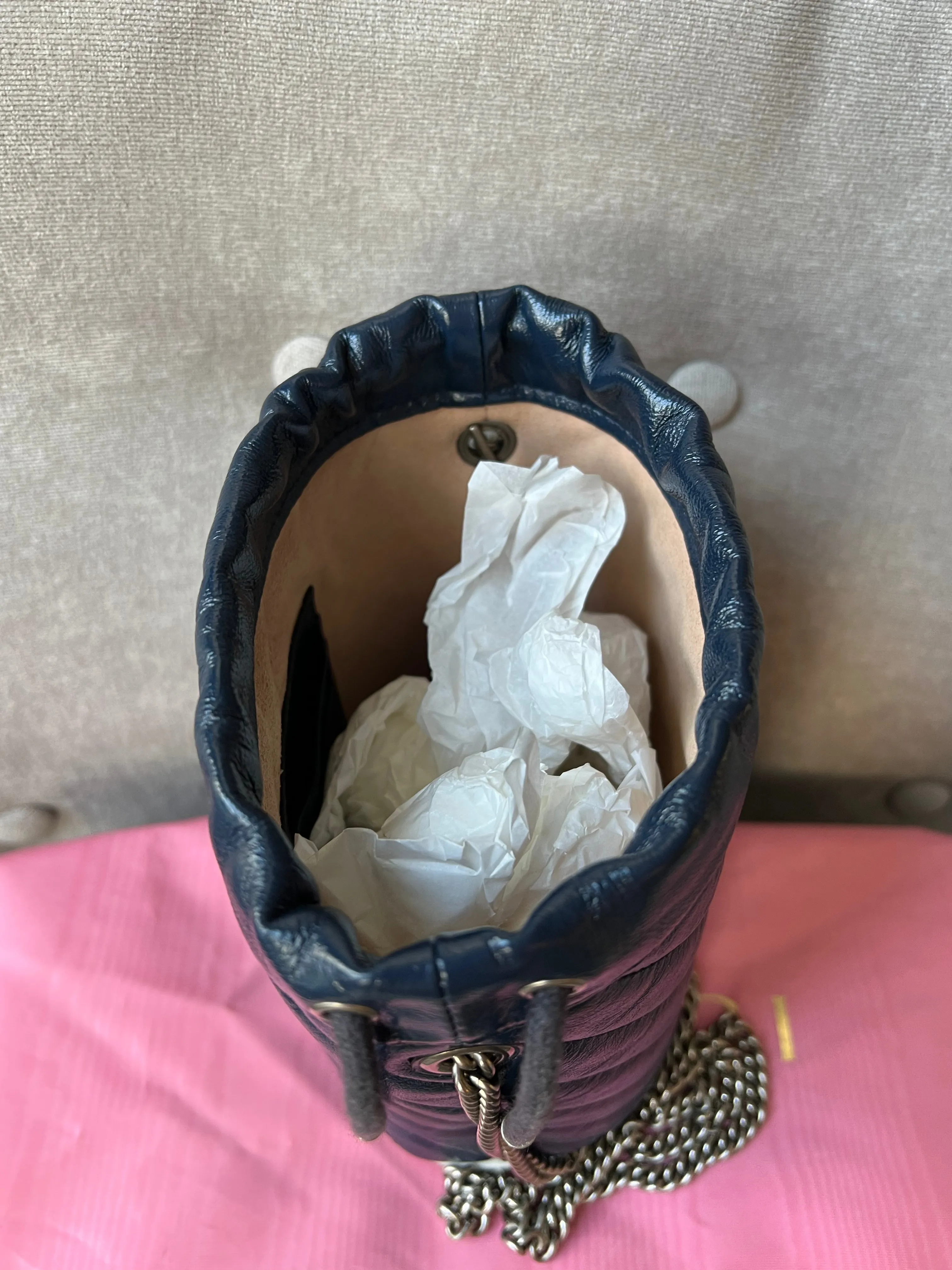Gucci GG Navy Torchon Marmont GG Mini Bucket Bag (RRP £865)