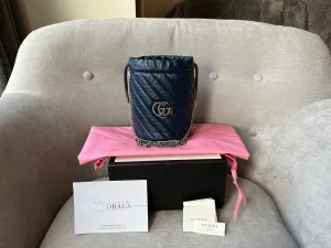 Gucci GG Navy Torchon Marmont GG Mini Bucket Bag (RRP £865)