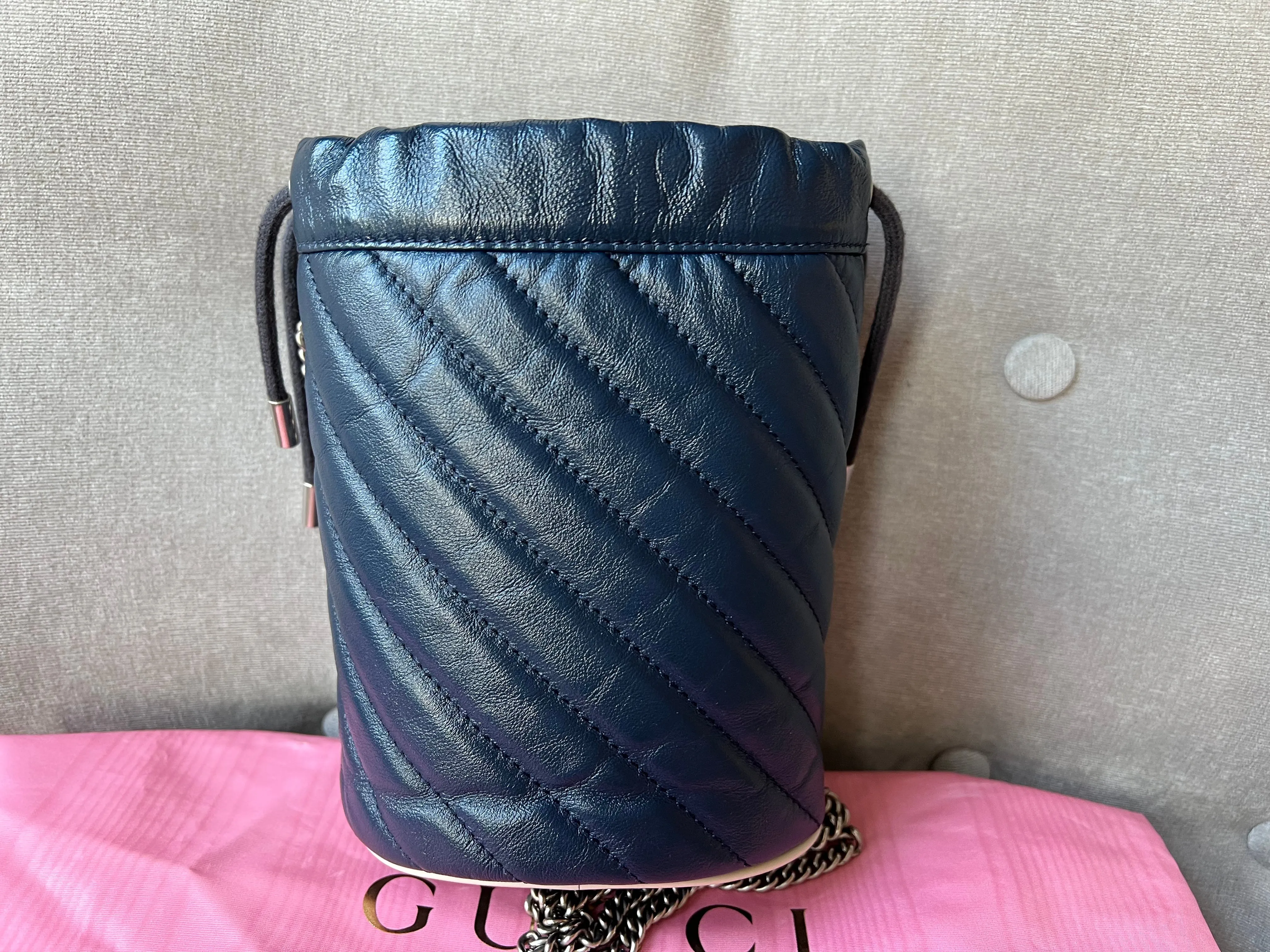 Gucci GG Navy Torchon Marmont GG Mini Bucket Bag
