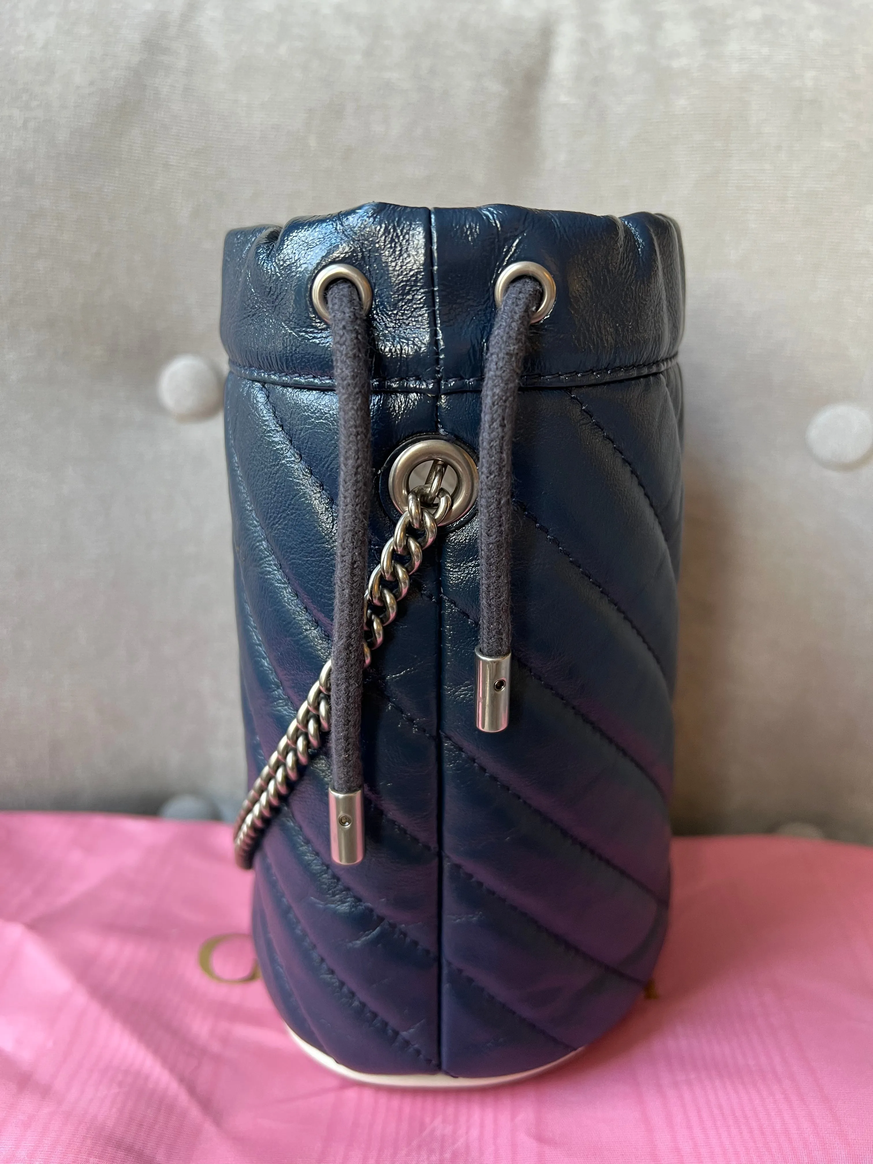 Gucci GG Navy Torchon Marmont GG Mini Bucket Bag