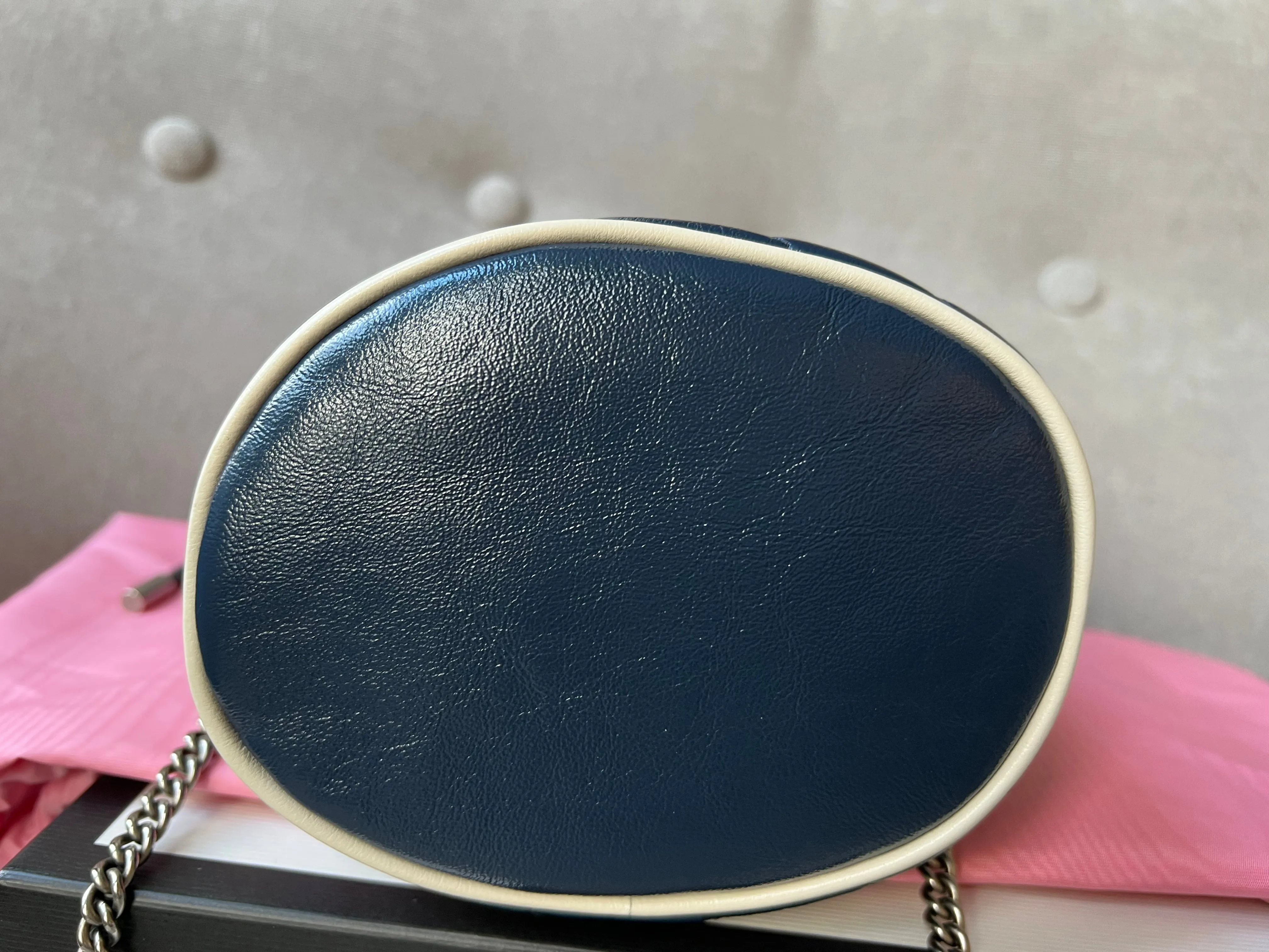 Gucci GG Navy Torchon Marmont GG Mini Bucket Bag