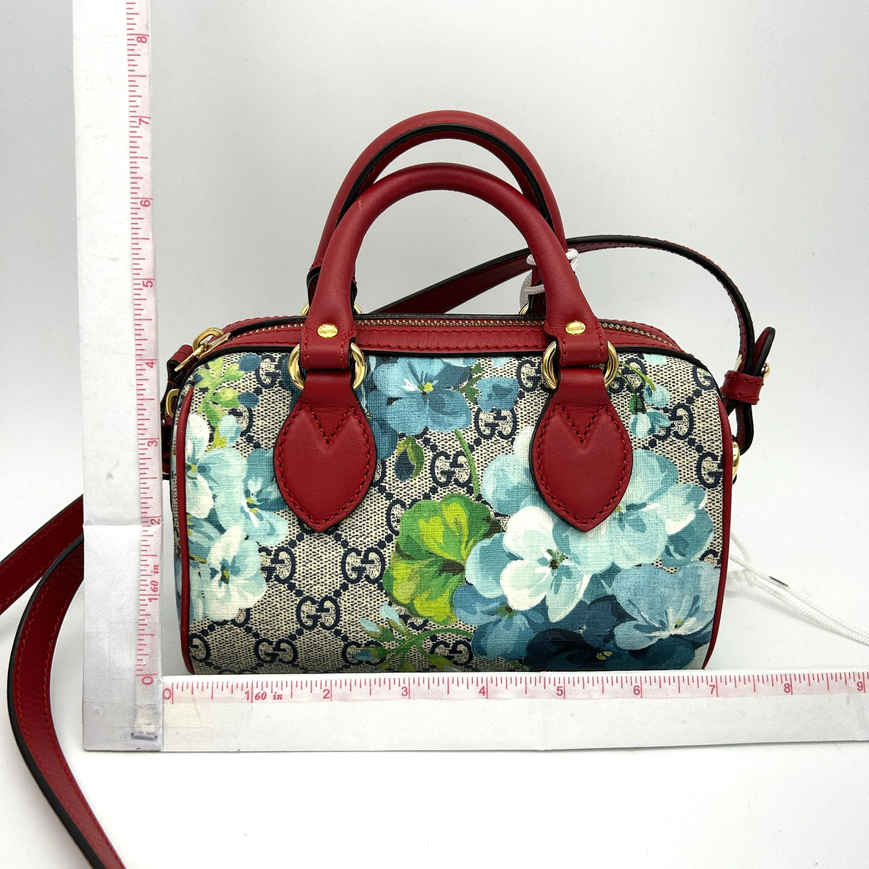 Gucci GG Supreme Blooms Mini Boston Bag - Blue Mini Bags, Handbags LA23320