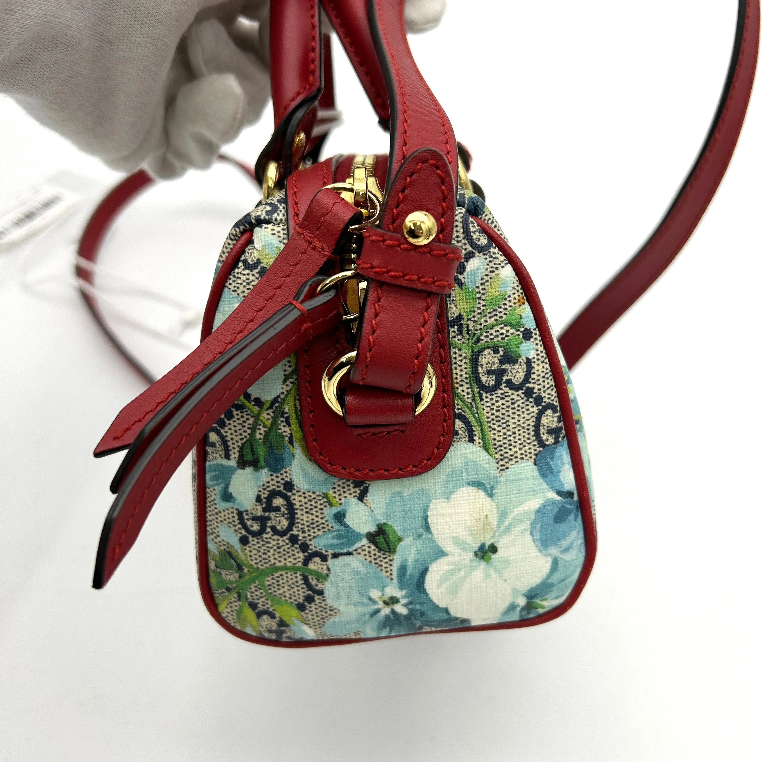 Gucci GG Supreme Blooms Mini Boston Bag - Blue Mini Bags, Handbags LA23320