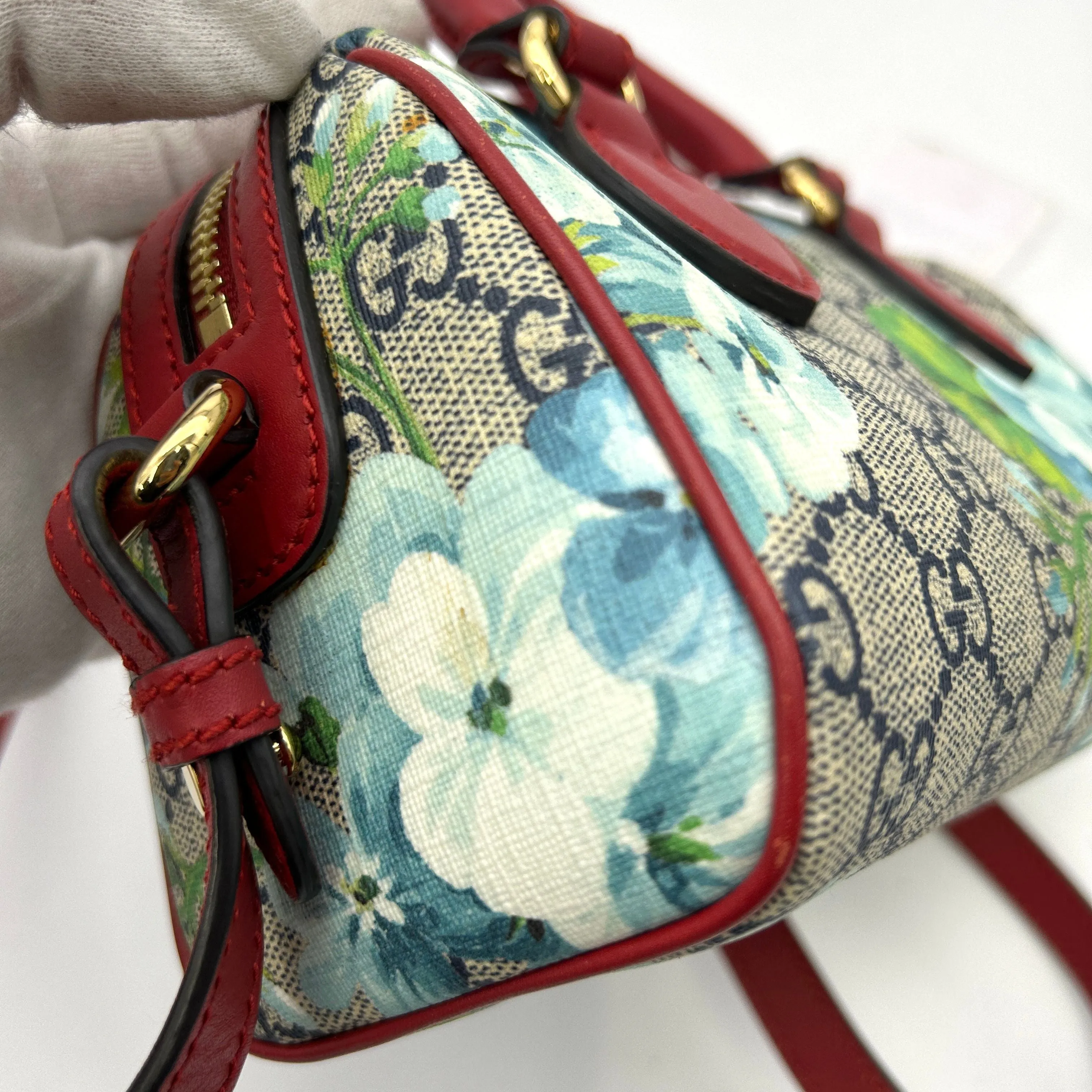 Gucci GG Supreme Blooms Mini Boston Bag - Blue Mini Bags, Handbags LA23320