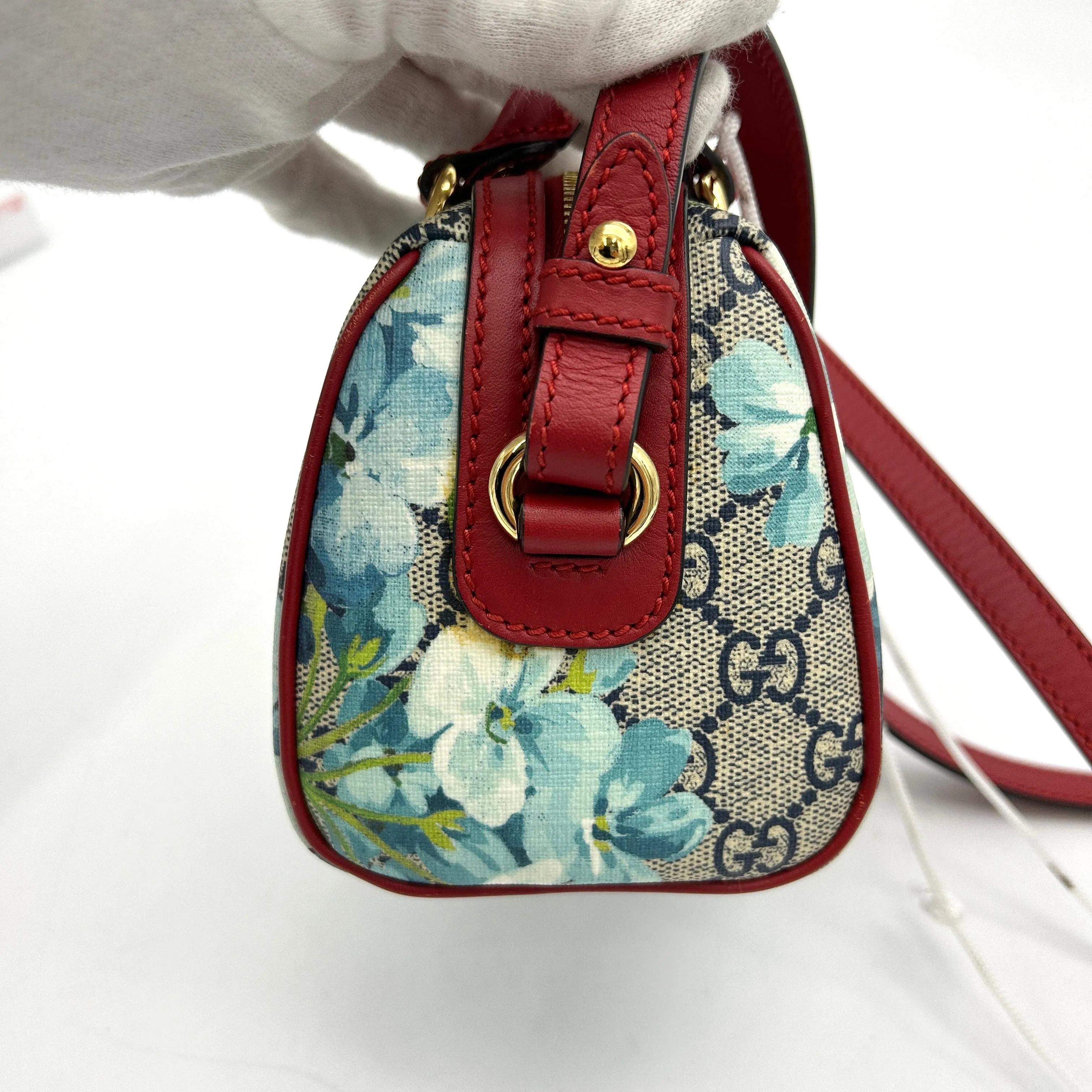 Gucci GG Supreme Blooms Mini Boston Bag - Blue Mini Bags, Handbags LA23320
