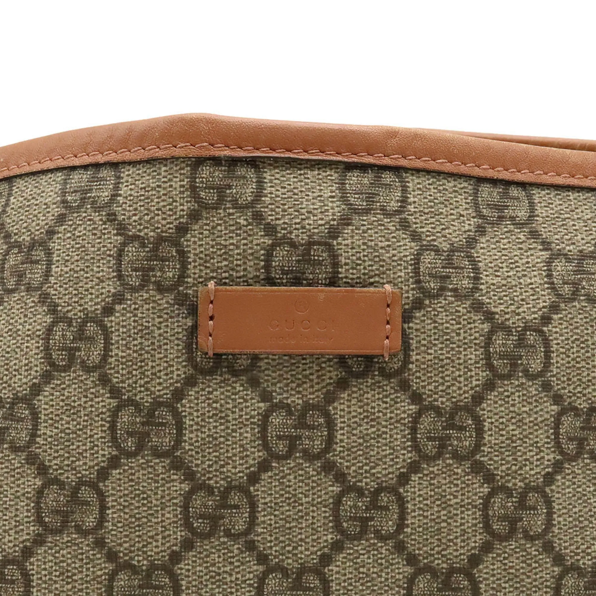GUCCI GG Supreme Tote Bag Shoulder PVC Leather Beige Pink Brown 197953