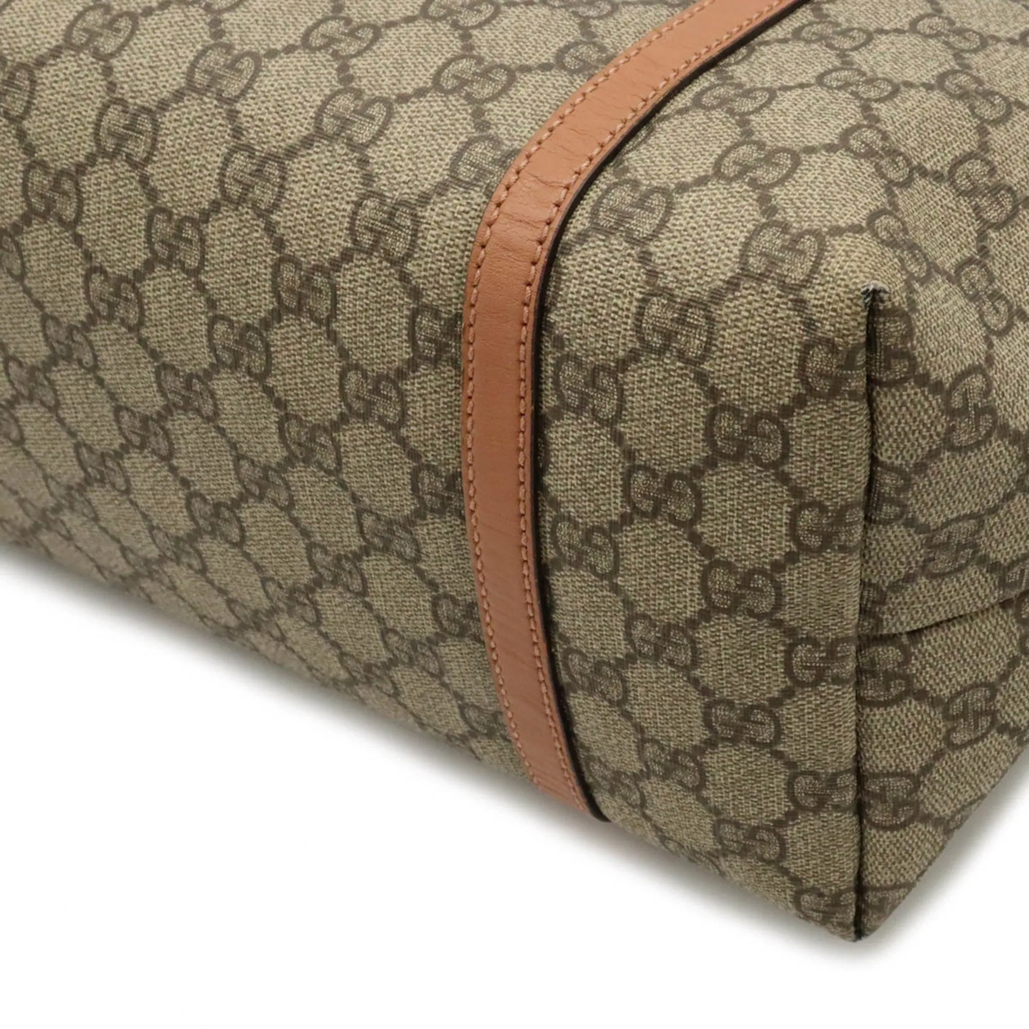 GUCCI GG Supreme Tote Bag Shoulder PVC Leather Beige Pink Brown 197953