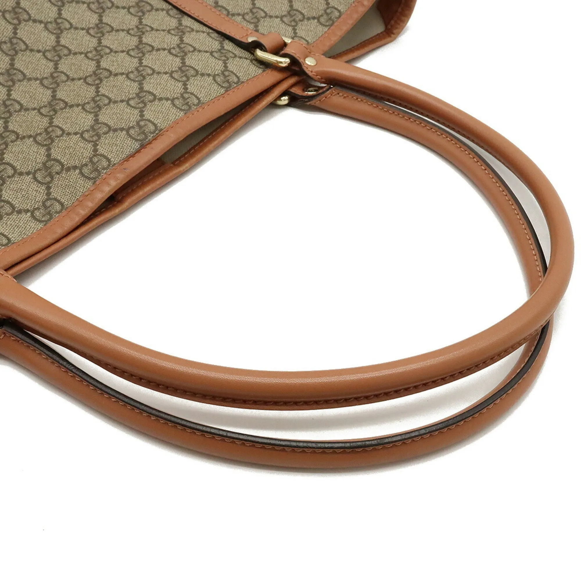 GUCCI GG Supreme Tote Bag Shoulder PVC Leather Beige Pink Brown 197953